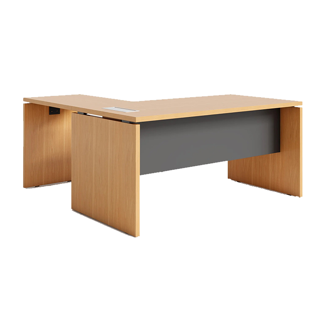 Bureau Rio en bois MDF, moderne et élégant, avec une surface spacieuse pour un espace de travail fonctionnel.