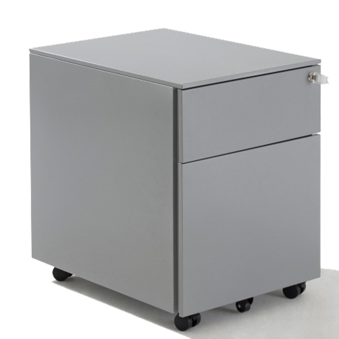 Caisson métallique ouvert, montrant les tiroirs pour le stockage.